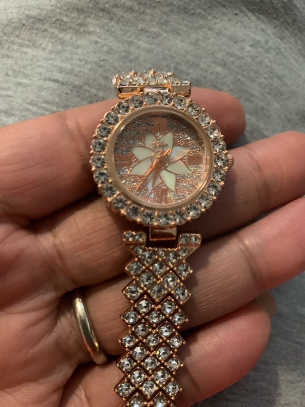 NWOT Rose Gold Crystal Floral Dial Women’s Bracelet Watch